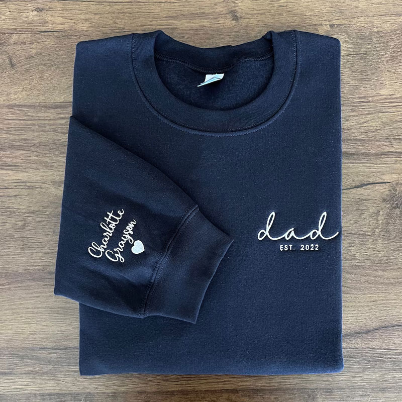 Embroidered Mama, Dad Sweatshirt With Names