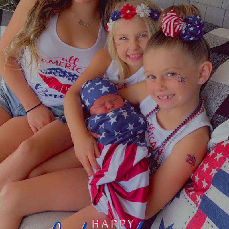 American Flag Baby Swaddle Blanket 4th of July Swaddle Setme