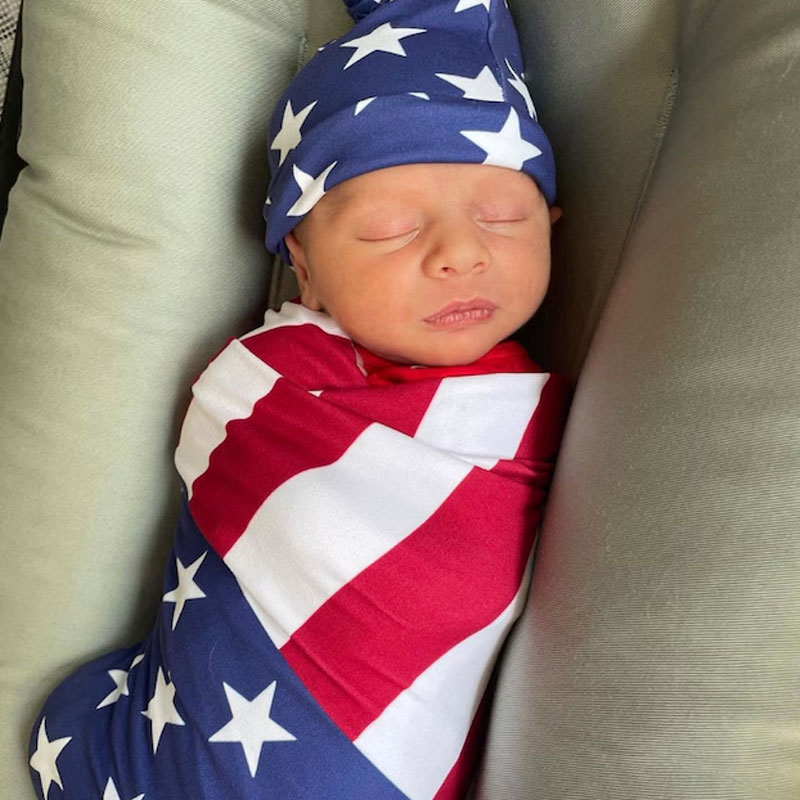 American Flag Baby Swaddle Blanket 4th of July Swaddle Setme