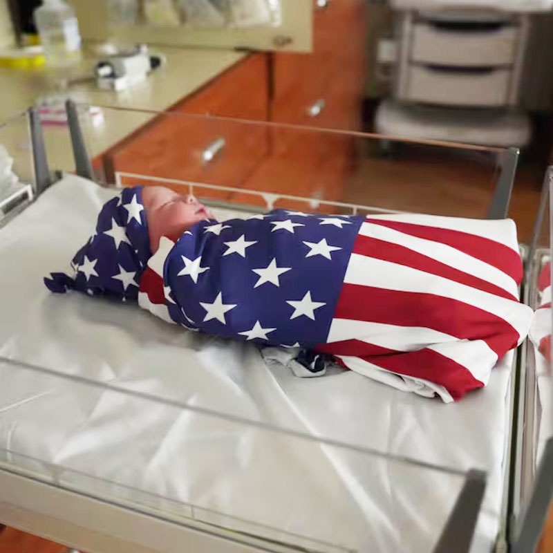 American Flag Baby Swaddle Blanket 4th of July Swaddle Setme