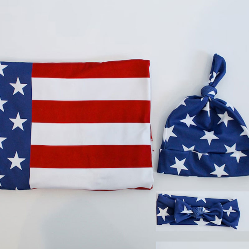 American Flag Baby Swaddle Blanket 4th of July Swaddle Setme