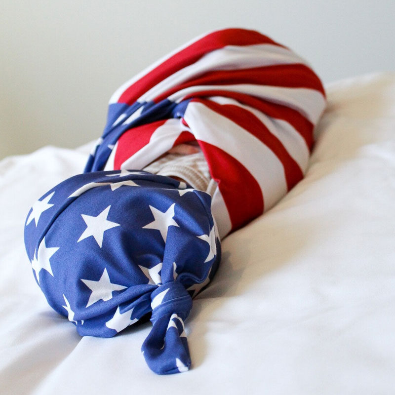 American Flag Baby Swaddle Blanket 4th of July Swaddle Setme