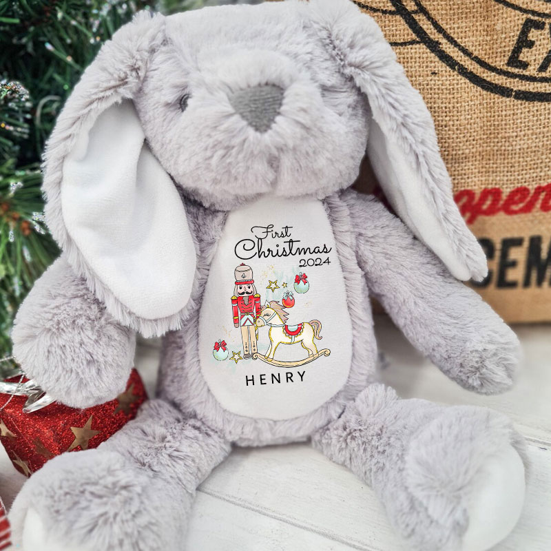 Baby 1st Christmas Personalised Soft Bunny Toy Gift