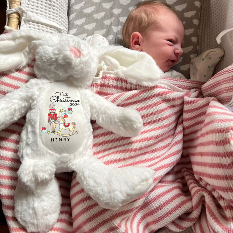 Baby 1st Christmas Personalised Soft Bunny Toy Gift