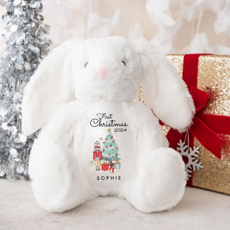 Baby 1st Christmas Personalised Soft Bunny Toy Gift