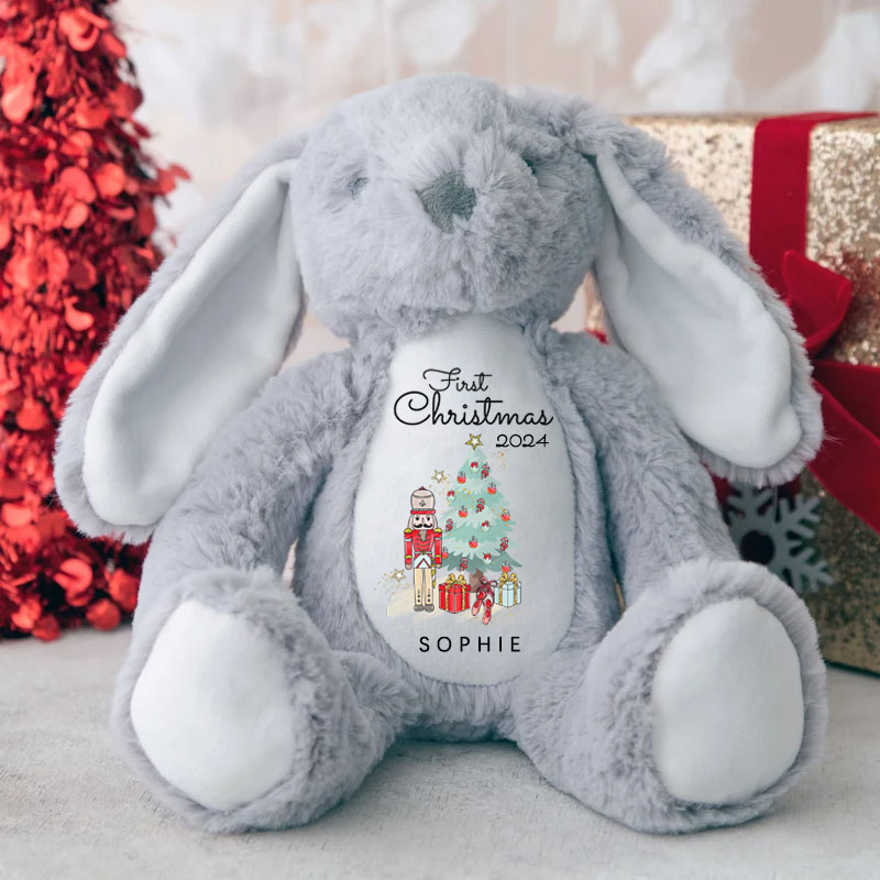 Baby 1st Christmas Personalised Soft Bunny Toy Gift