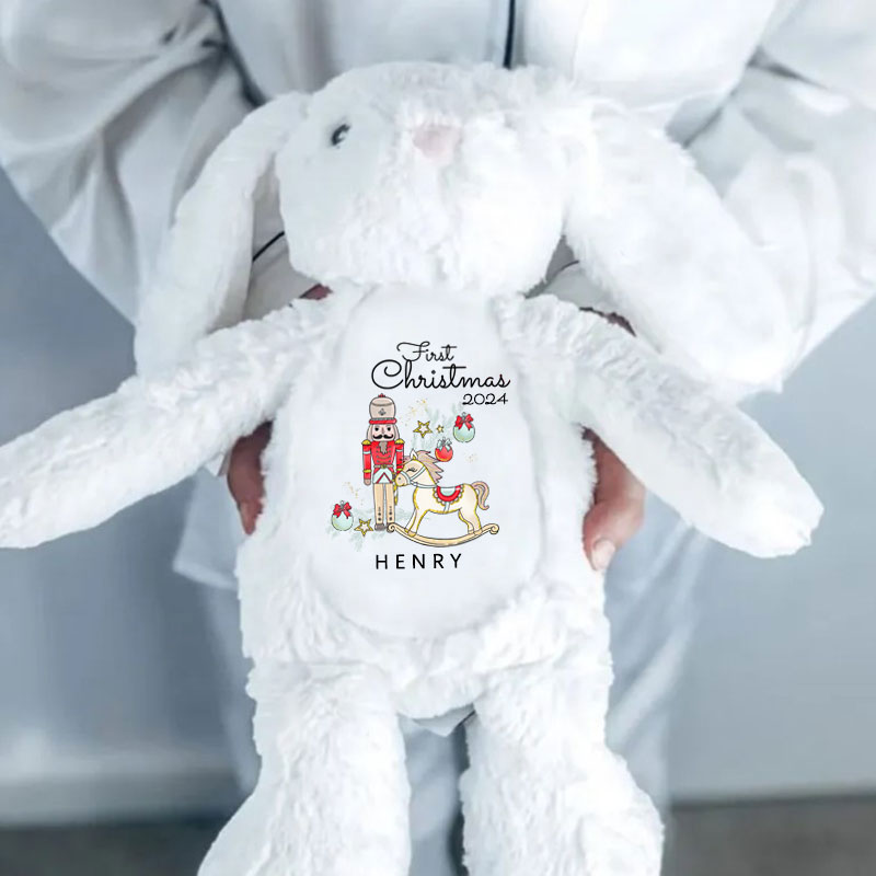 Baby 1st Christmas Personalised Soft Bunny Toy Gift