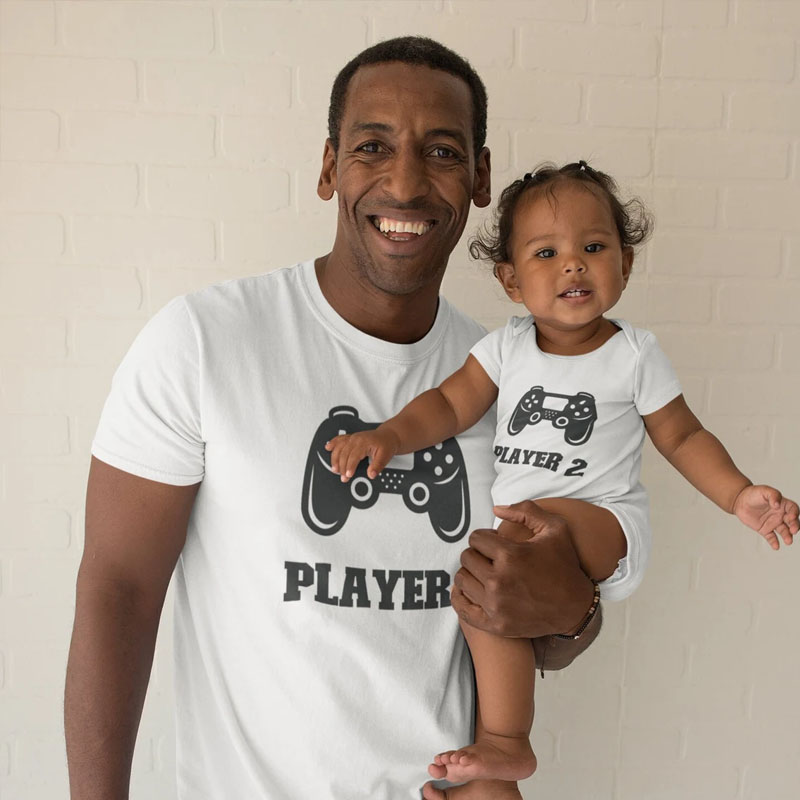 [Baby Bodysuit]Baby And Dad Partner Look Player Bodysuit