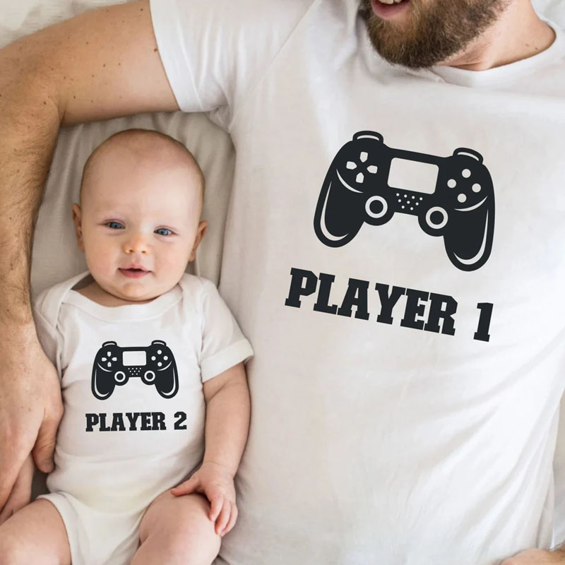 [Baby Bodysuit]Baby And Dad Partner Look Player Bodysuit