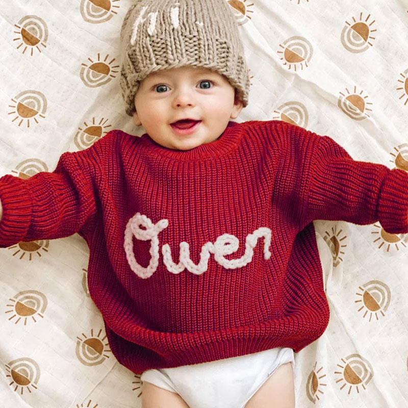 Baby And Mom Hand Embroidered Sweater Knit Sweater
