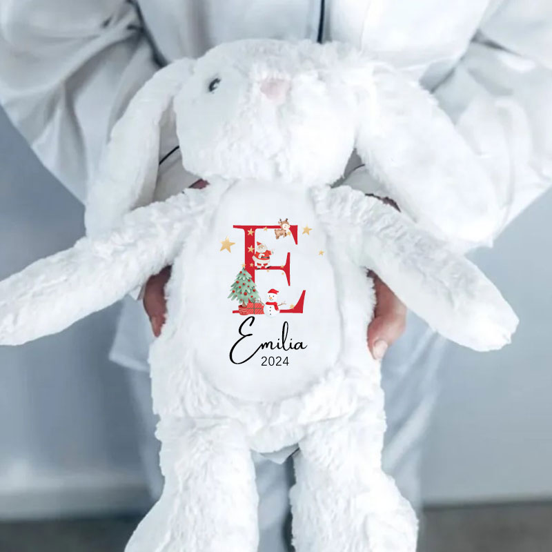Baby Christmas Bunny Toy Gift Personalised Letter Name