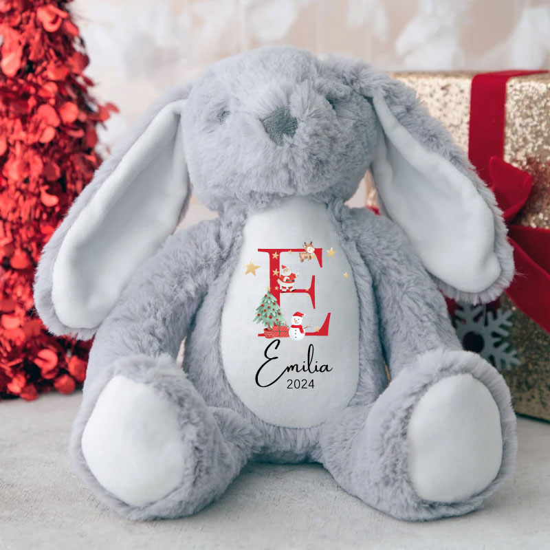 Baby Christmas Bunny Toy Gift Personalised Letter Name