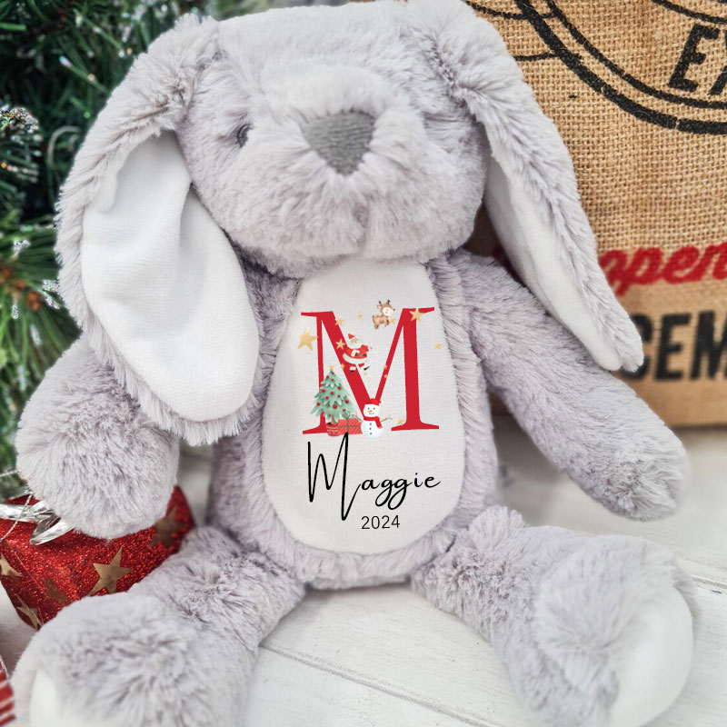 Baby Christmas Bunny Toy Gift Personalised Letter Name