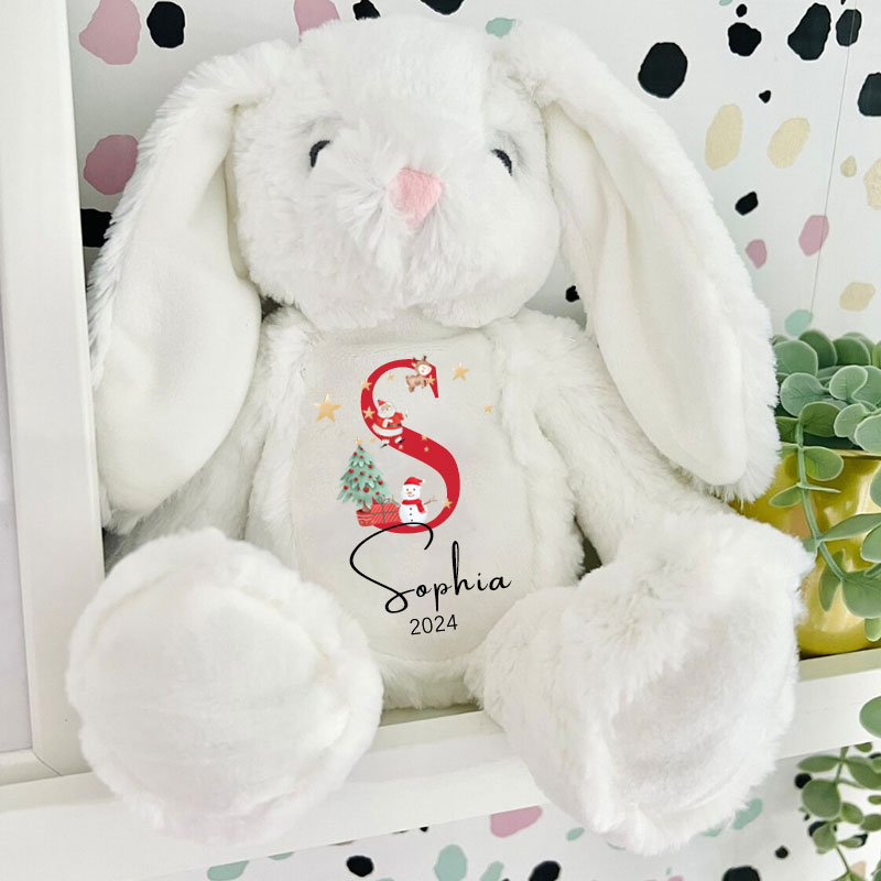 Baby Christmas Bunny Toy Gift Personalised Letter Name