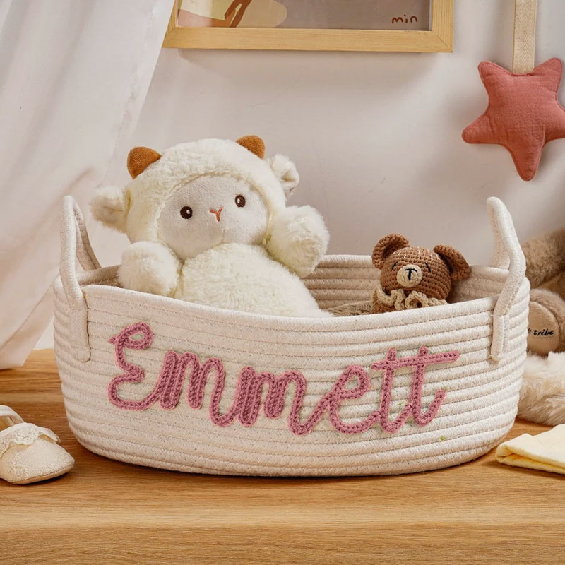 Baby Cotton Rope Basket with name Nursery Decor