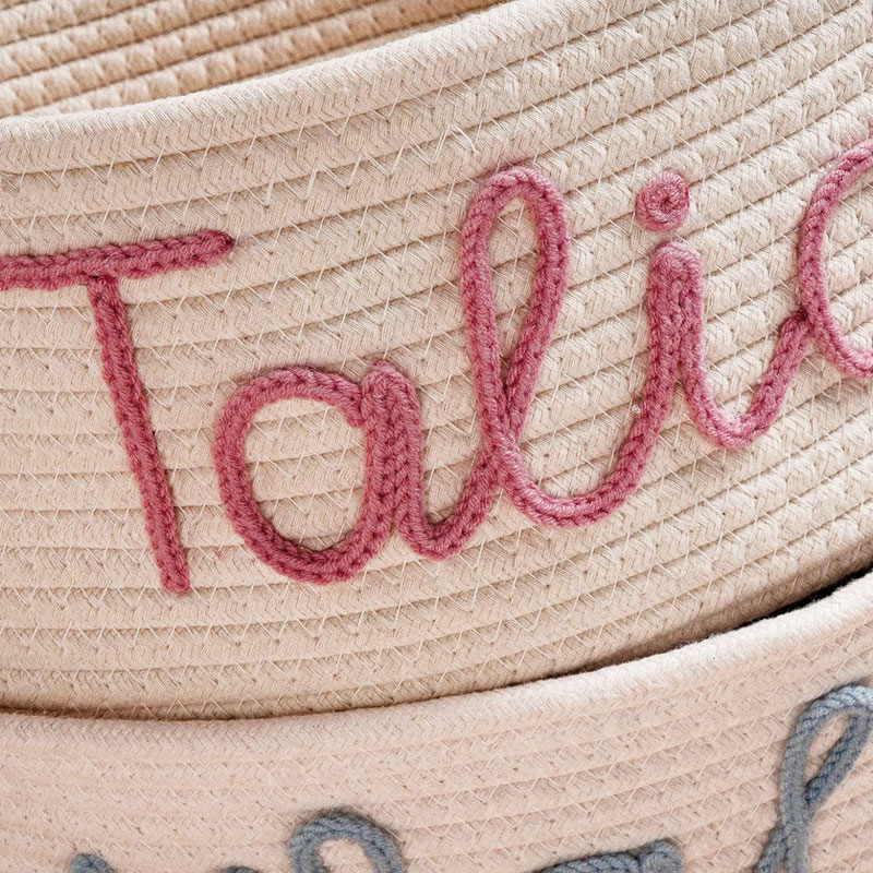 Baby Cotton Rope Basket with name Nursery Decor