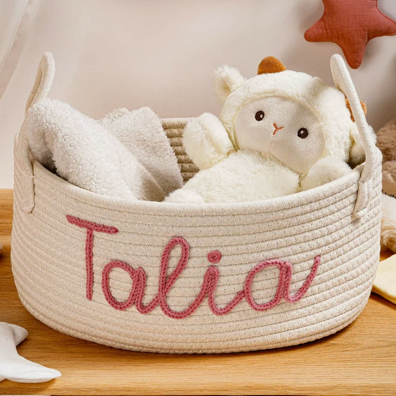 Baby Cotton Rope Basket with name Nursery Decor