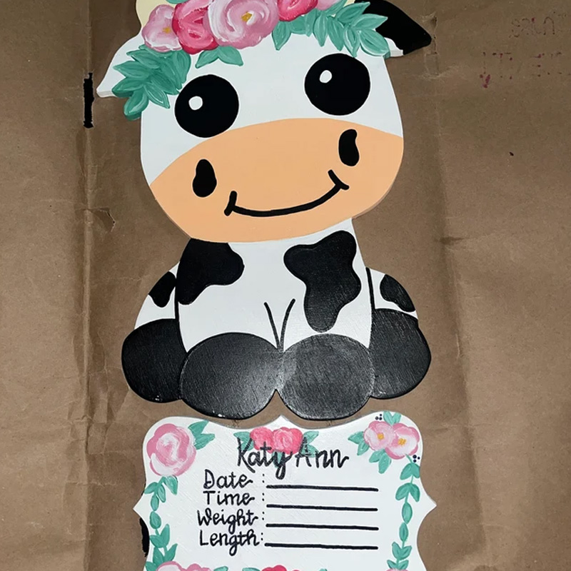 Baby Cow Hospital Door Hanger Baby Birth Announcement
