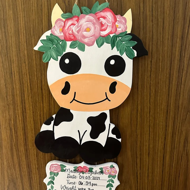 Baby Cow Hospital Door Hanger Baby Birth Announcement