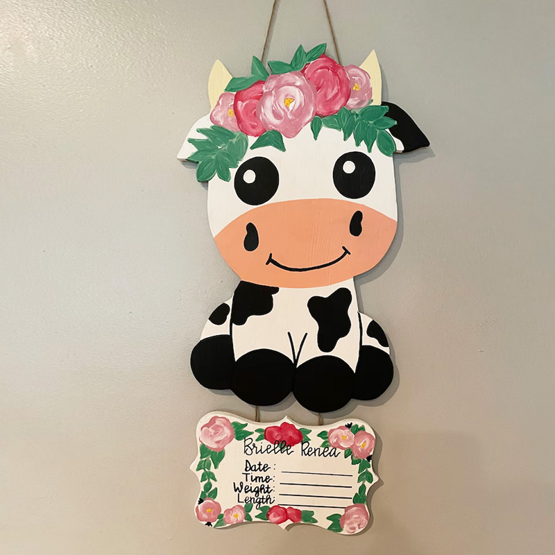 Baby Cow Hospital Door Hanger Baby Birth Announcement