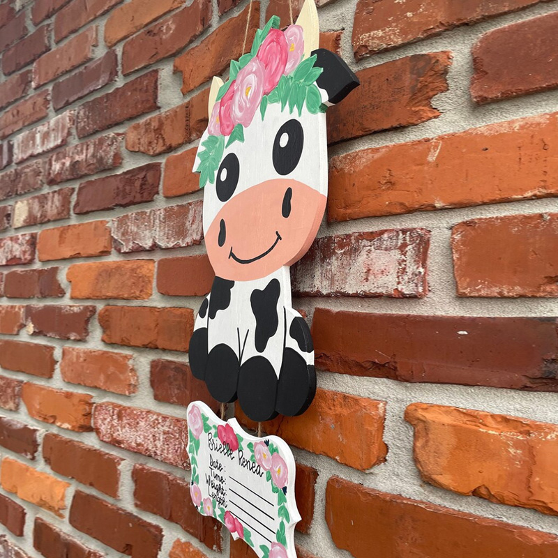 Baby Cow Hospital Door Hanger Baby Birth Announcement