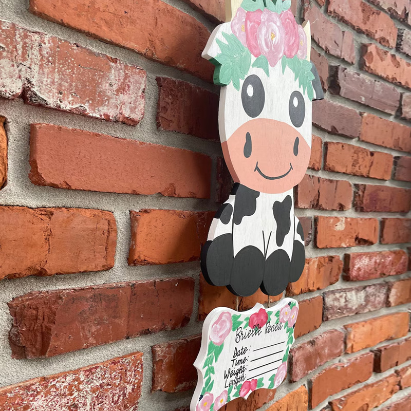 Baby Cow Hospital Door Hanger Baby Birth Announcement