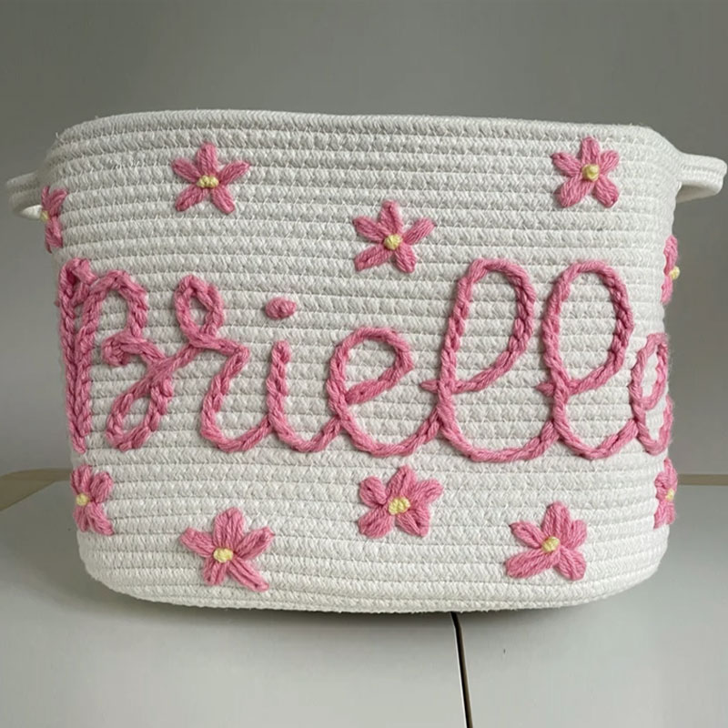 Baby Custom Name Basket with Daisy design
