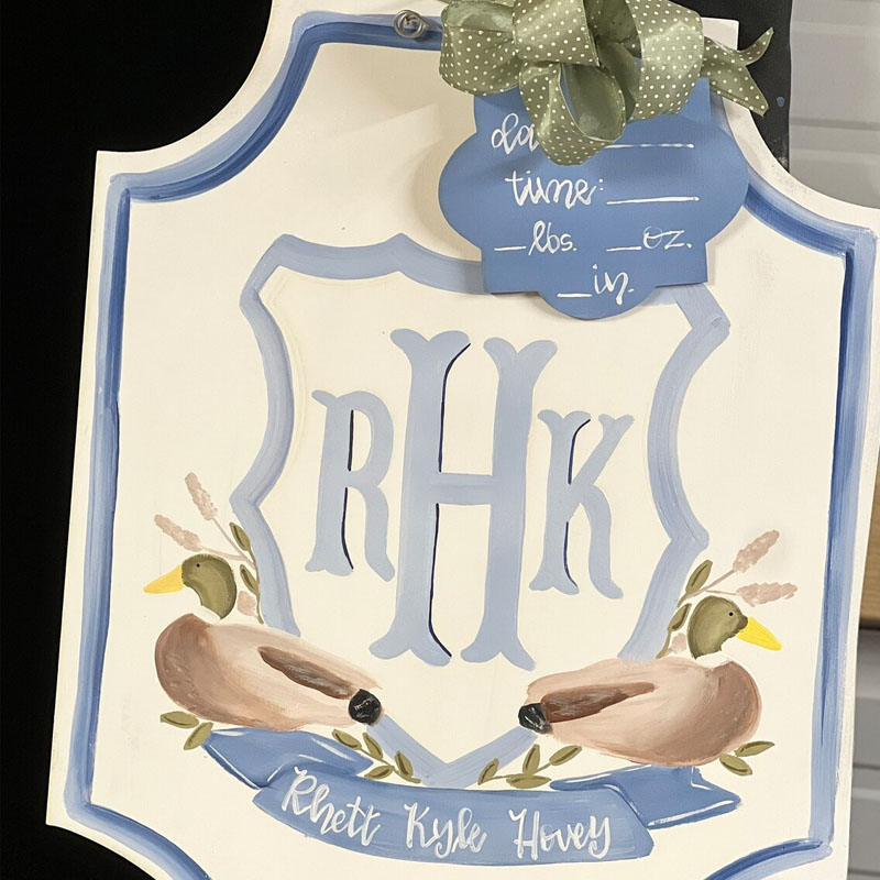 Baby Duck Hunting Door Hanger Announcement