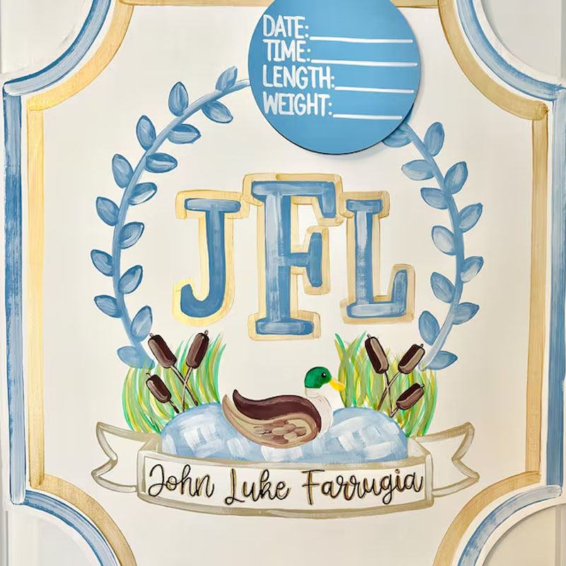 Baby Duck Hunting Door Hanger Announcement