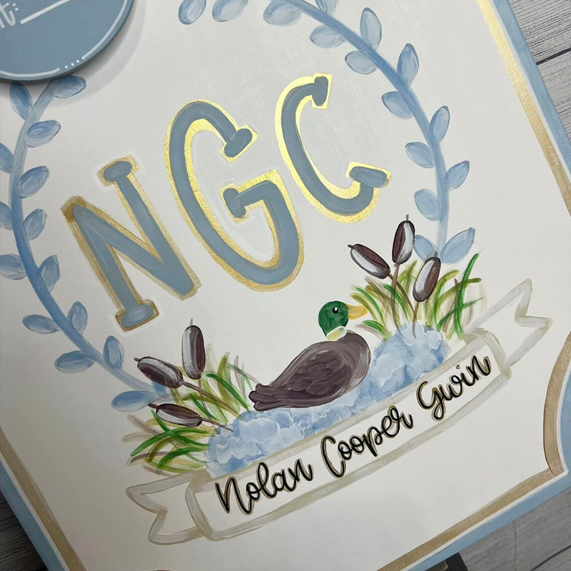 Baby Duck Hunting Door Hanger Announcement