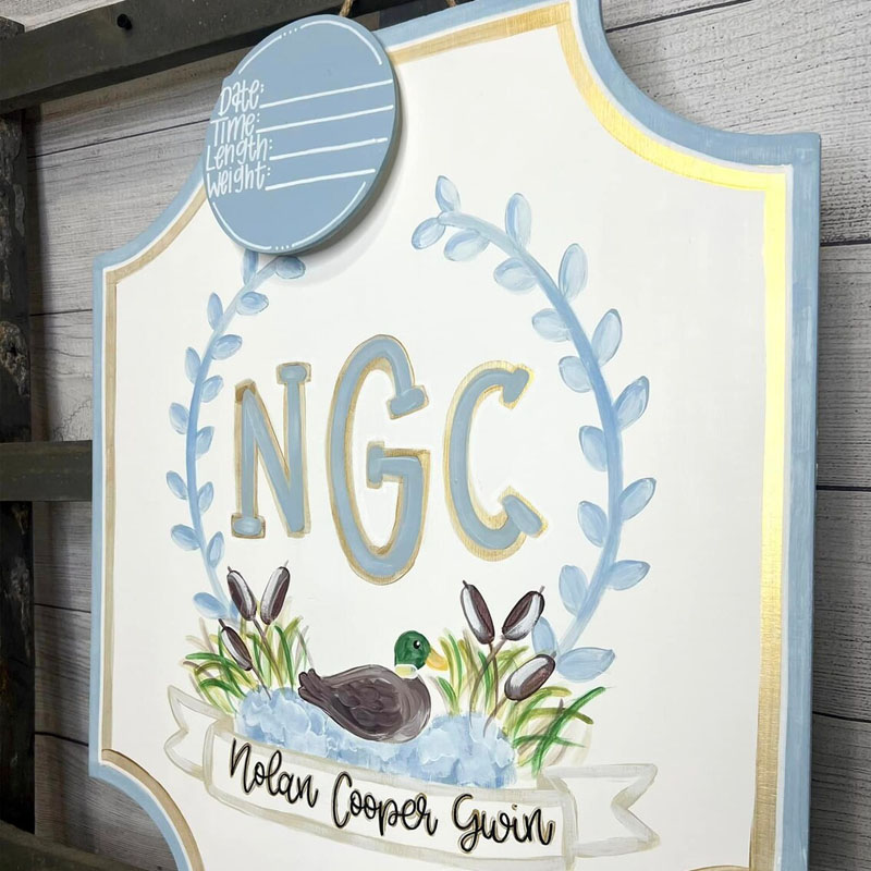 Baby Duck Hunting Door Hanger Announcement