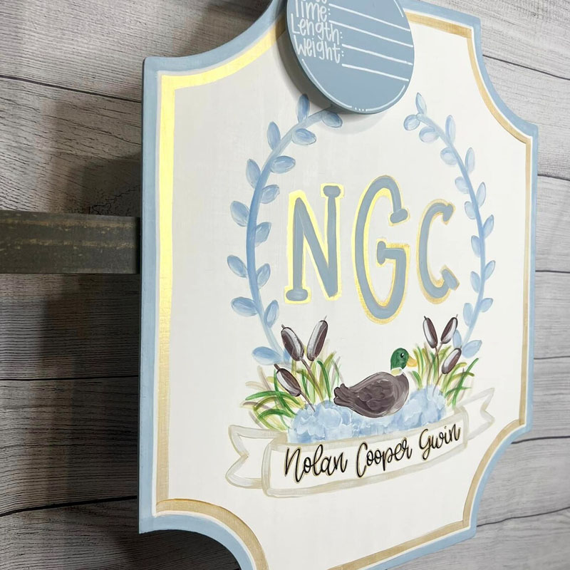 Baby Duck Hunting Door Hanger Announcement