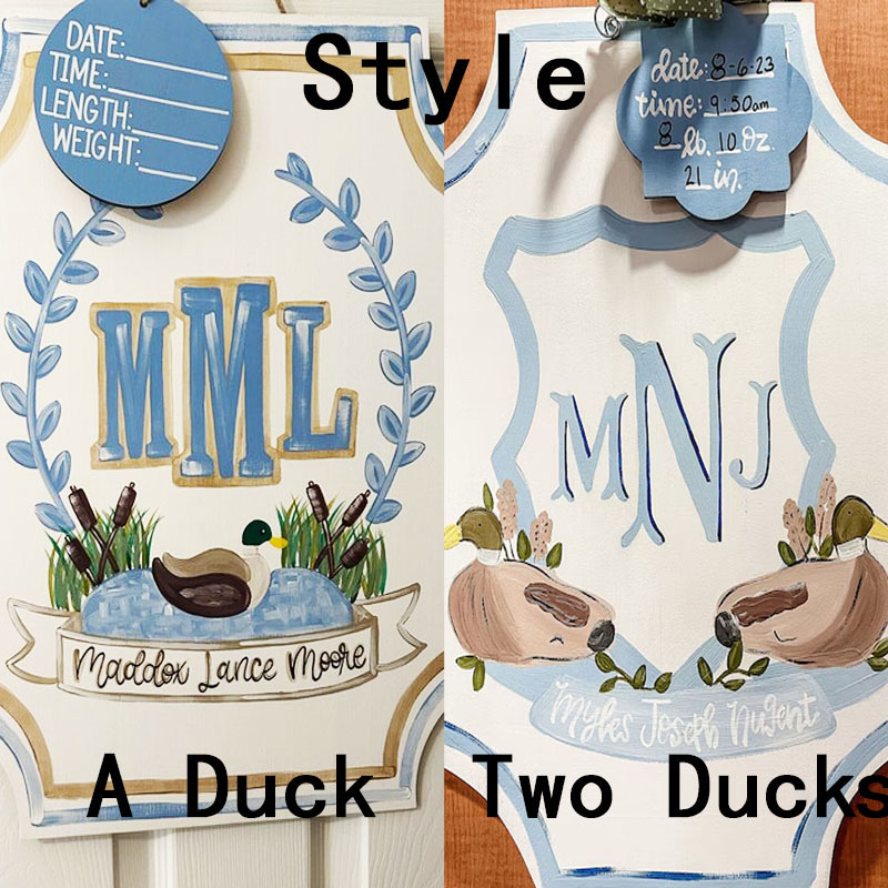 Baby Duck Hunting Door Hanger Announcement
