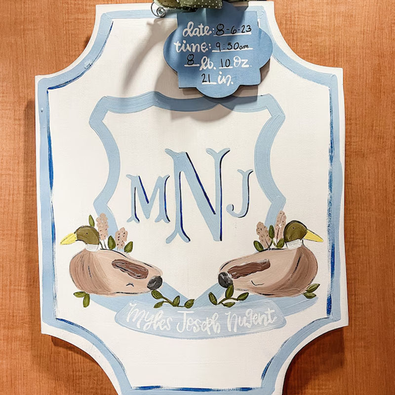 Baby Duck Hunting Door Hanger Announcement