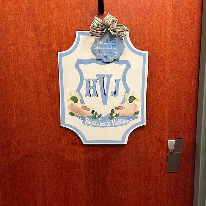 Baby Duck Hunting Door Hanger Announcement