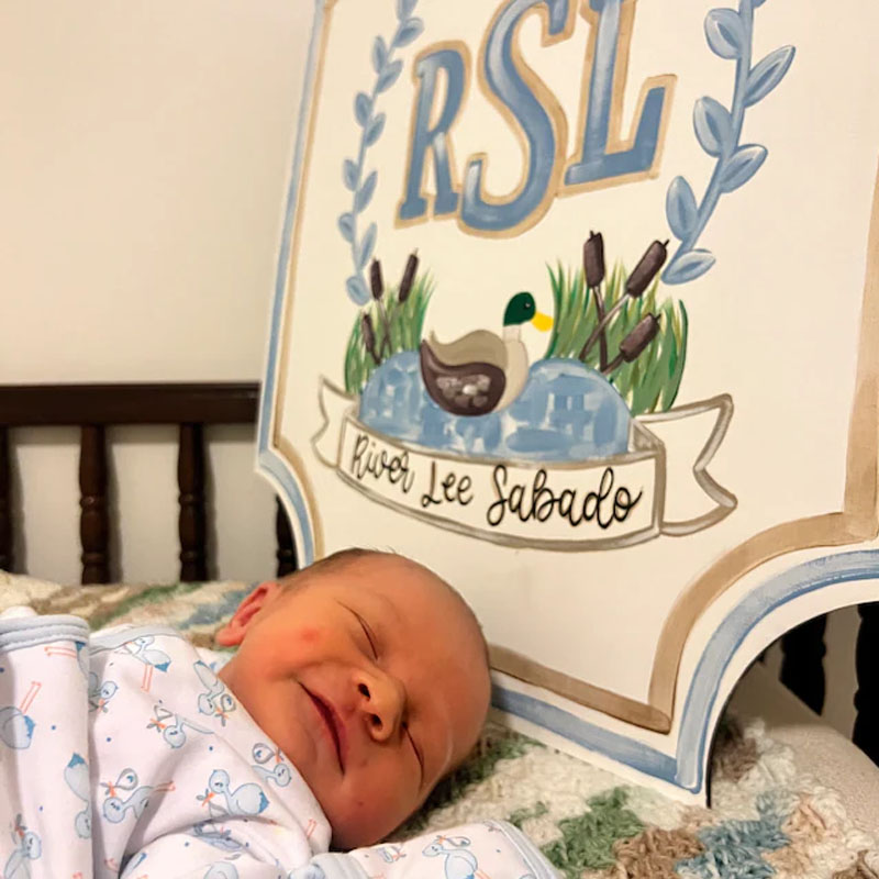Baby Duck Hunting Door Hanger Announcement