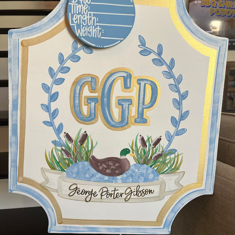 Baby Duck Hunting Door Hanger Announcement