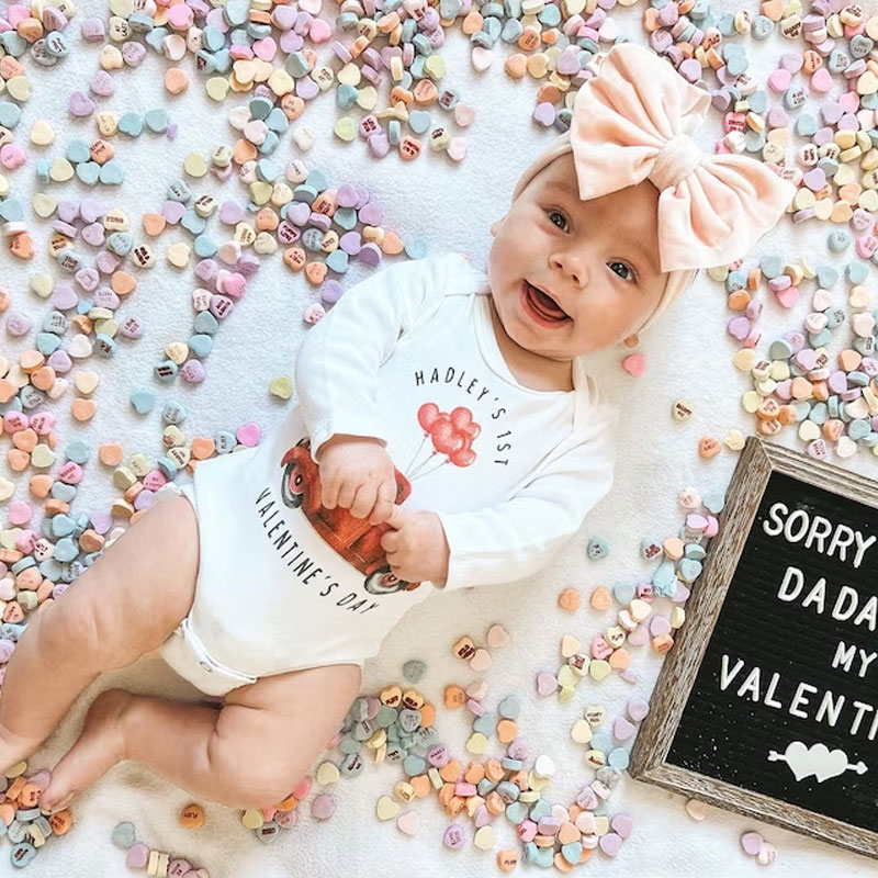Baby First Valentines Day Outfit Baby Bodysuit