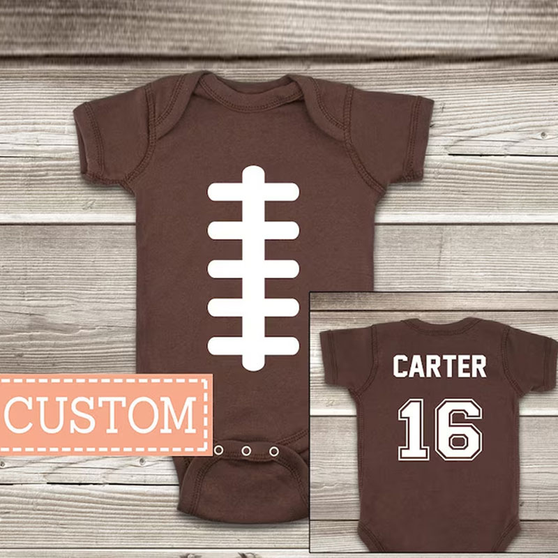 Baby Football Bodysuit Personalized with Name and Number