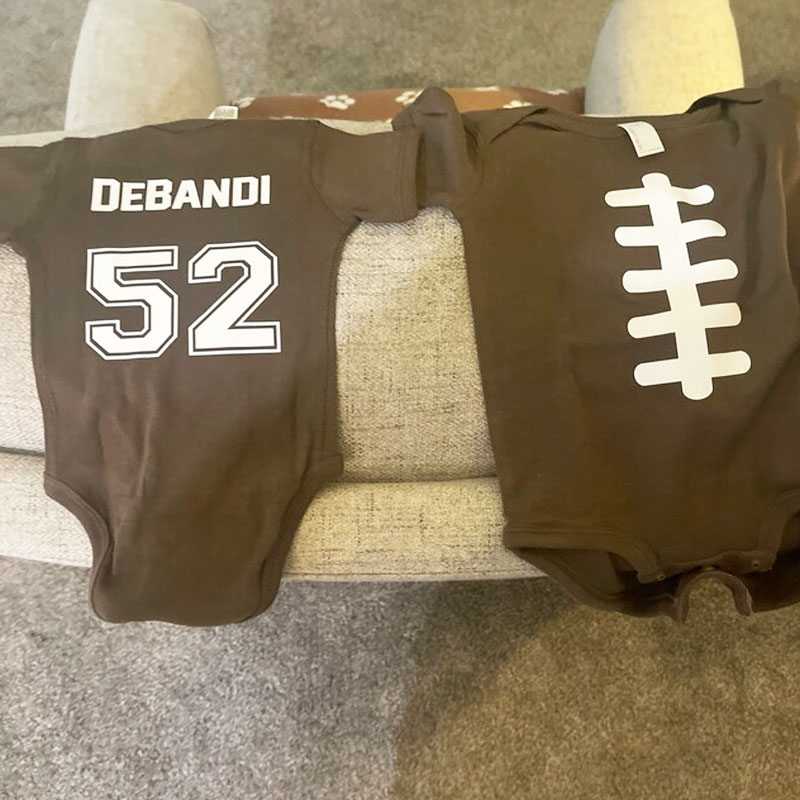 Baby Football Bodysuit Personalized with Name and Number