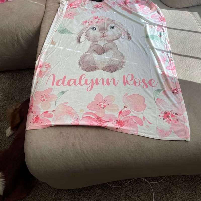 Baby Girl Bunny Blanket Pink Floral Bunny Rabbit