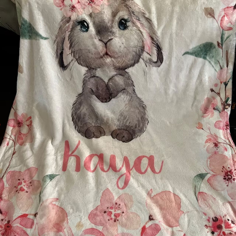Baby Girl Bunny Blanket Pink Floral Bunny Rabbit