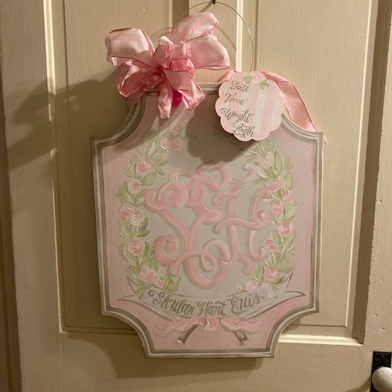 Baby Girl Nursery Door Hospital Door Hanger