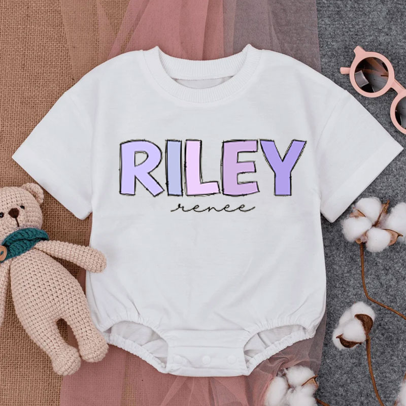 Baby Girl Personalized Name Bubble Romper