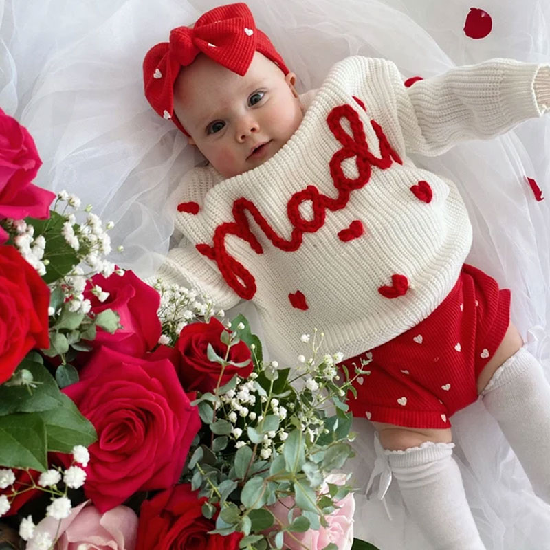Baby Hearts Embroidered Sweater Valentine’s Day outfit