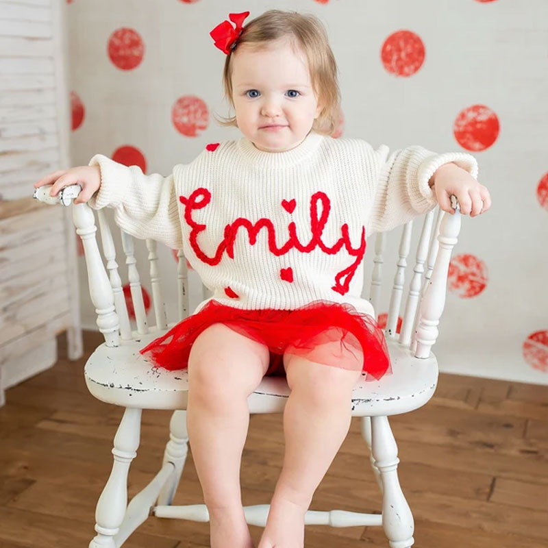 Baby Hearts Embroidered Sweater Valentine’s Day outfit