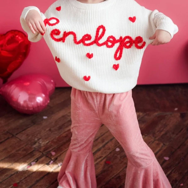 Baby Hearts Embroidered Sweater Valentine’s Day outfit