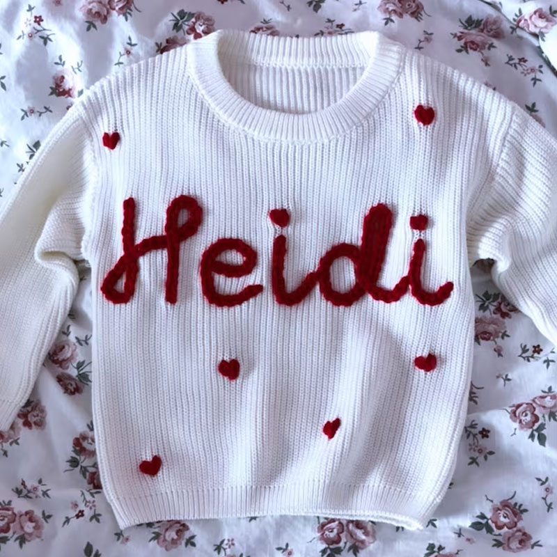Baby Hearts Embroidered Sweater Valentine’s Day outfit