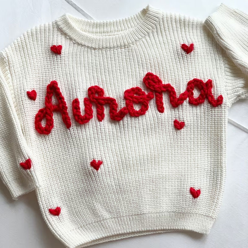 Baby Hearts Embroidered Sweater Valentine’s Day outfit