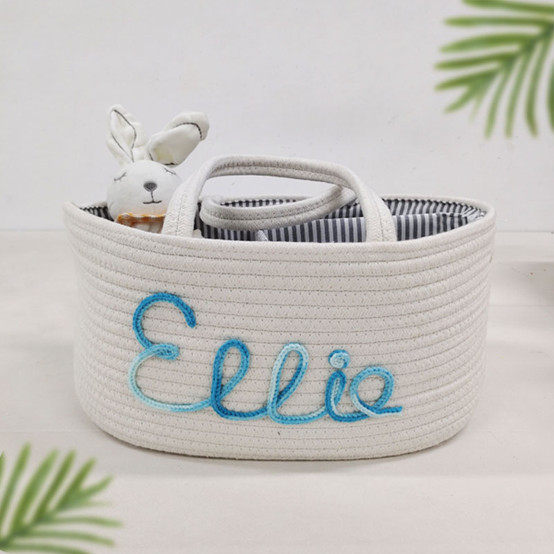 Baby Name Basket Rainbow Yarn Rope Baby Gift Basket